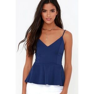 Lulu’s Fundamentaltals of Style Navy Blue Peplum Top